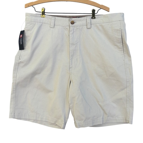 Chaps Other - Chaps Mens Flat Front Chino Shorts Beige Khaki Cotton Twill Size 36 NWT 21200RH